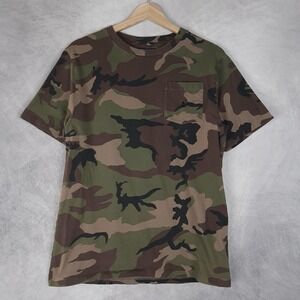 Polo Ralph Lauren Shirt Boys 18-20 Green Camo Pocket Tee Logo Crew Neck Cotton